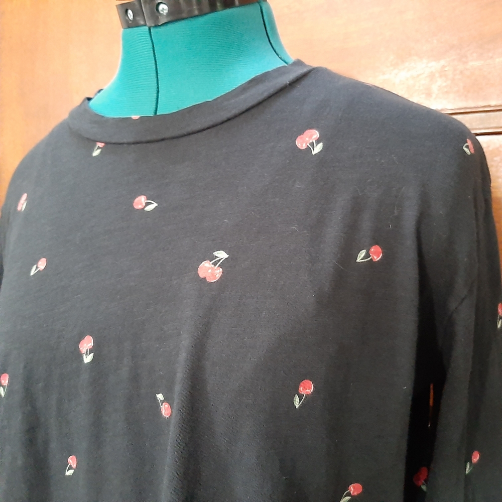 Black Cherry Print Long Sleeve Top